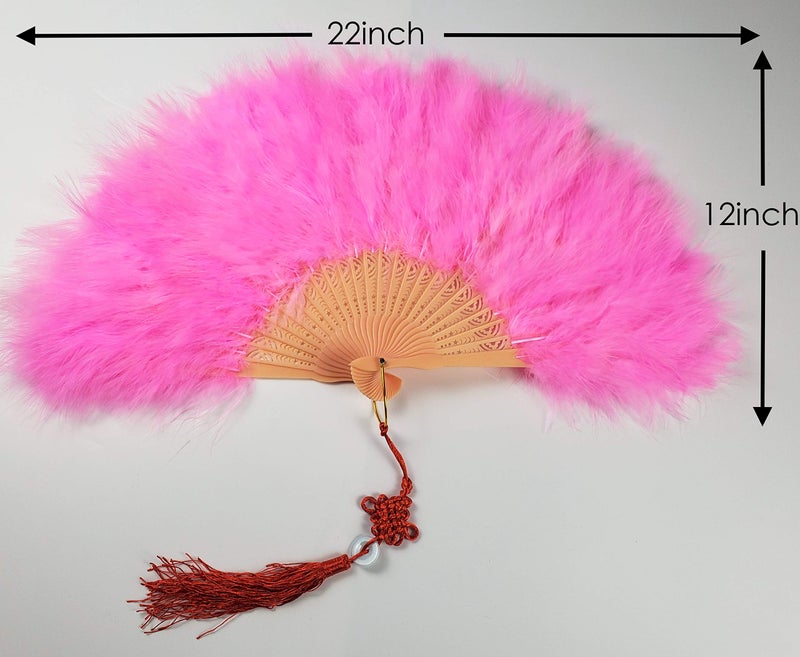 Happy Feather Handheld Marabou Feather Fan, 1920s Vintage Style Flapper Hand Fan for Costume Party and Dancing-Pink - Image 3